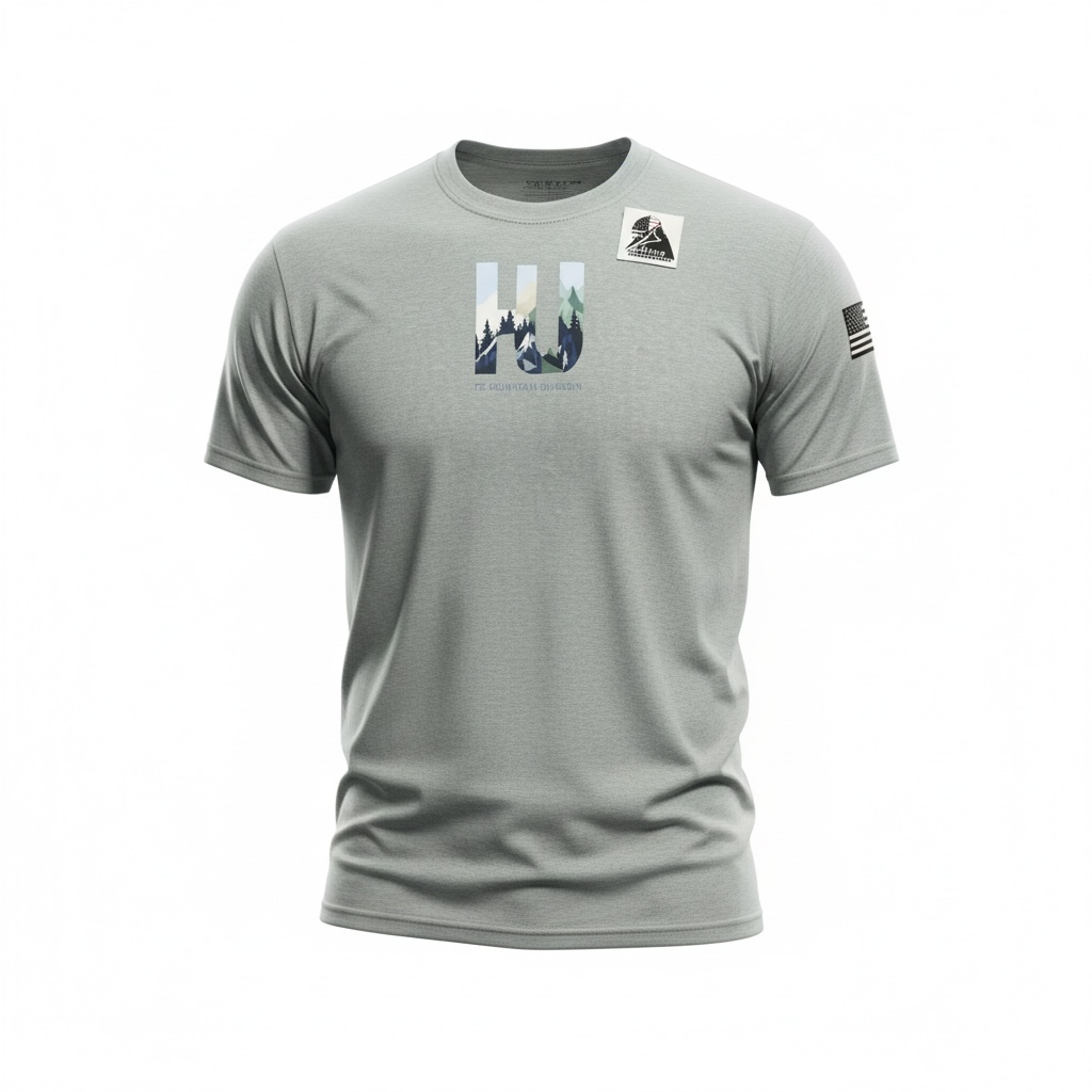 Hiking Universe Collection: 100% Polyester T-Shirt with US Flag Sleeves