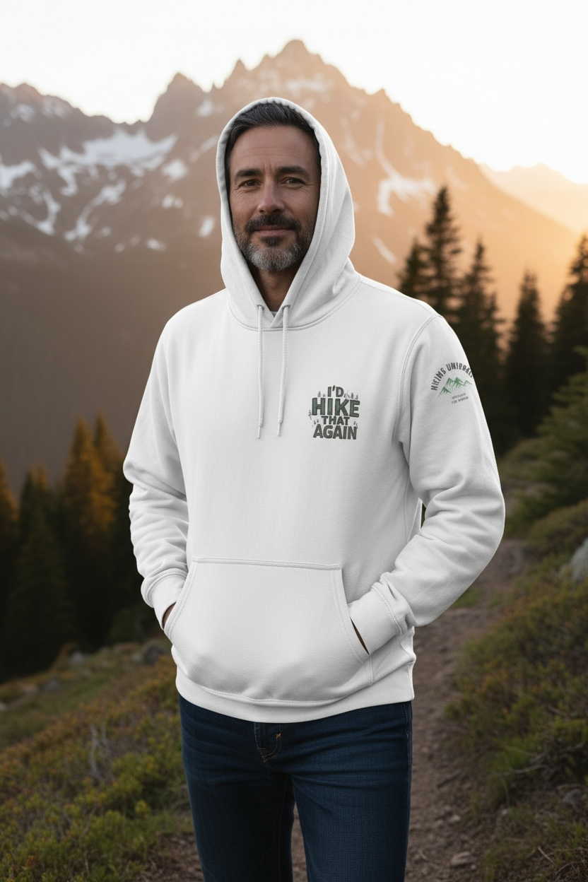 I Hike That Again – Classic White Hoodie