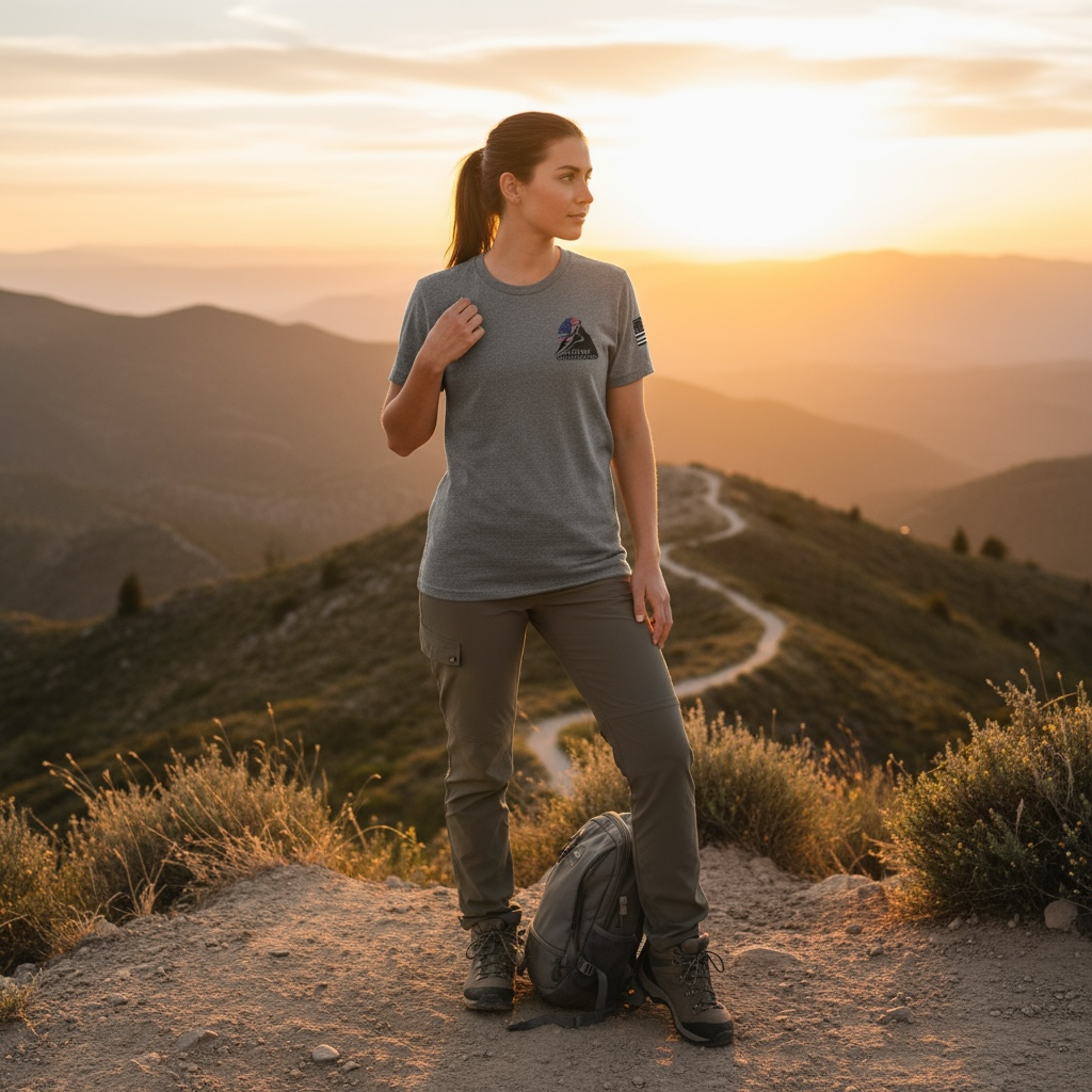 Small logo of a hiker  T-Shirt – 100% Cotton