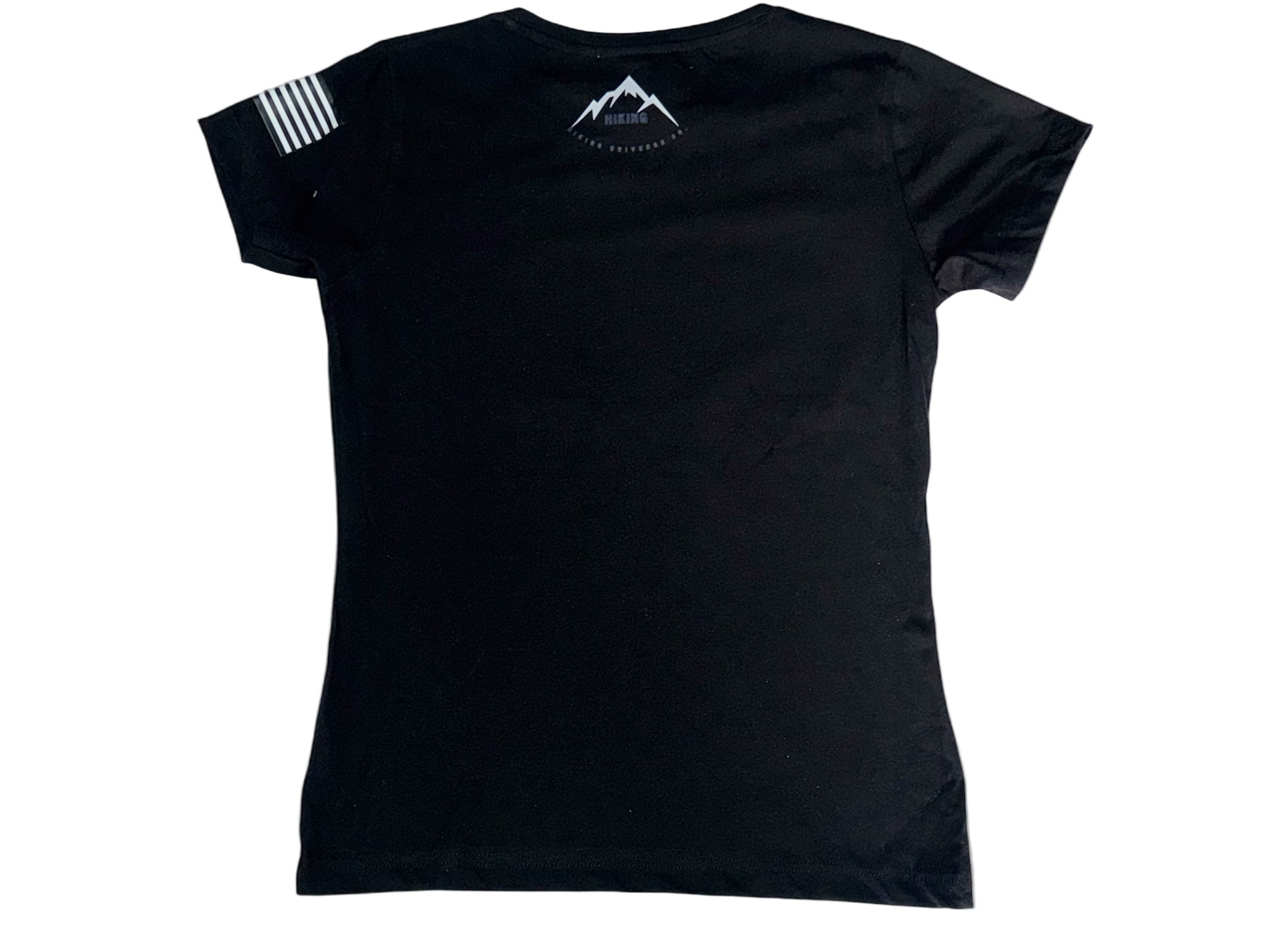 Ladies’ Fine Jersey 100% Cotton T-Shirt – “Take a Hike” Logo with USA Flag Sleeve