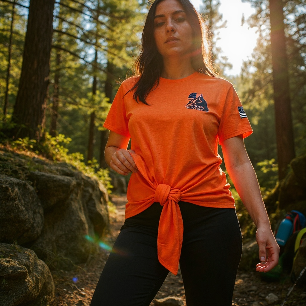 Hiker logo on usa flag T shirt 100%cotton