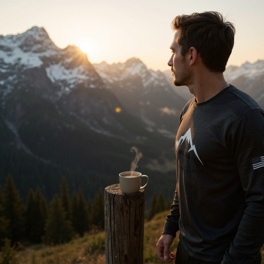 Hiking Universe Long Sleeve UV Protection Shirt – White Mountain Logo  arm USA Flag